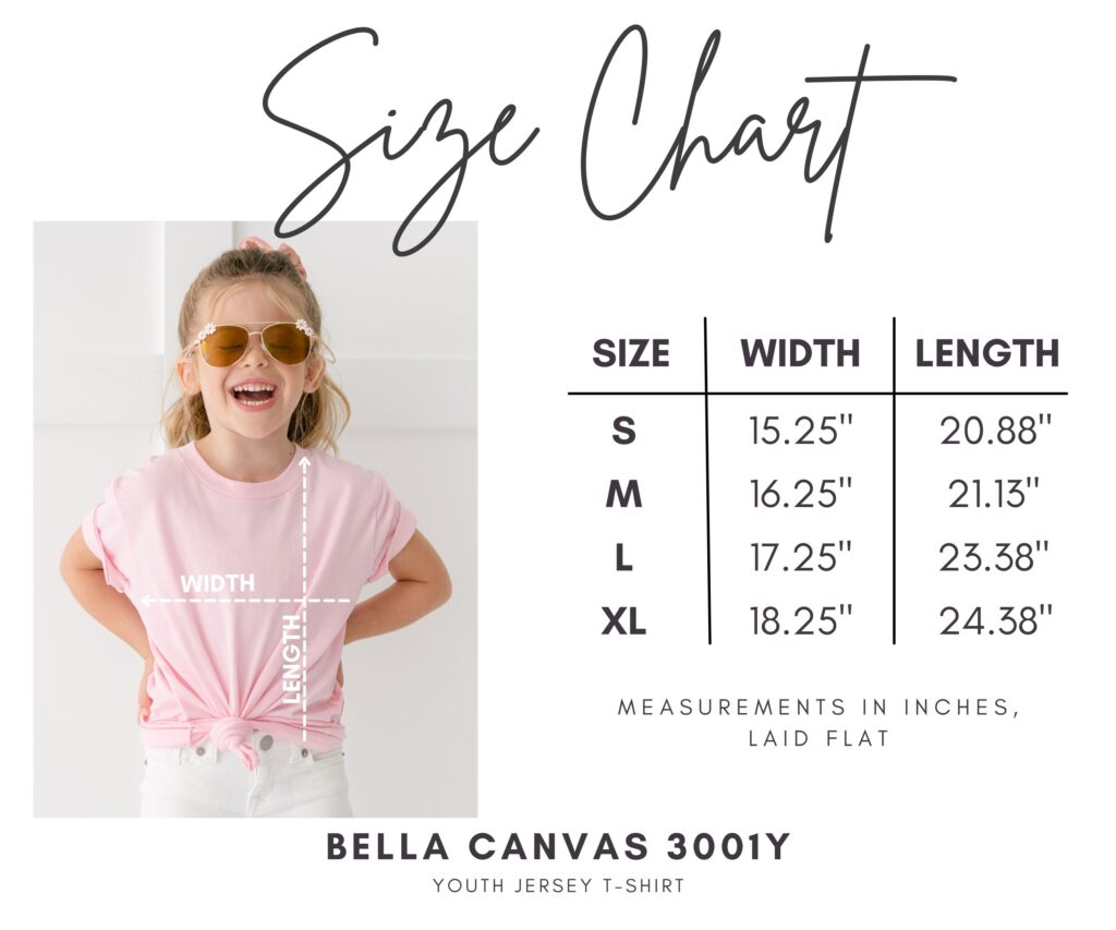 youth t-shirt size chart