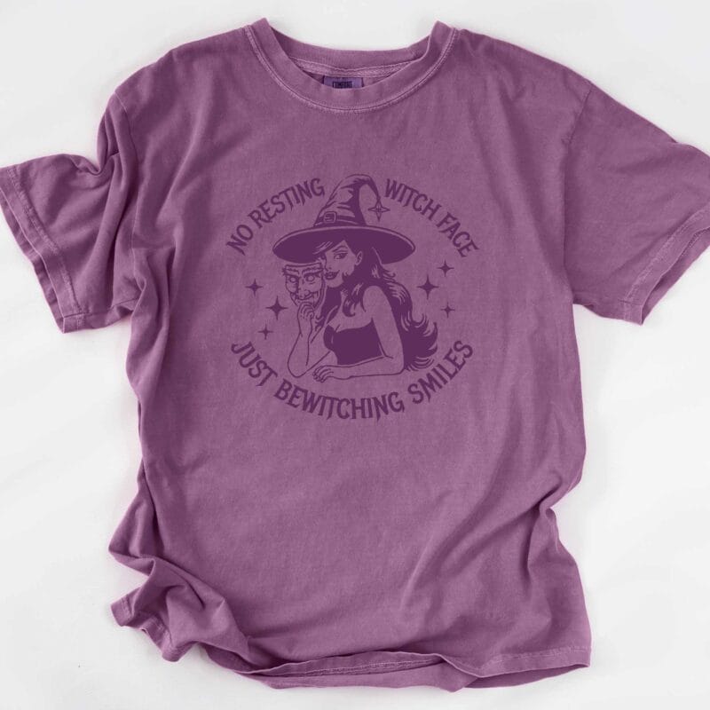 a bewitching smiles garment dyed tee in berry