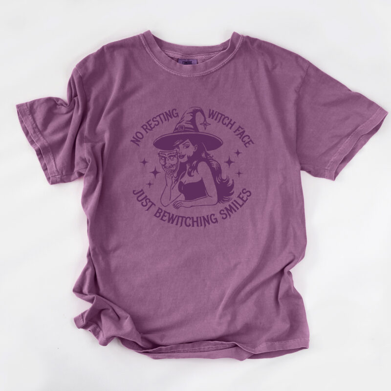 a bewitching smiles garment dyed tee in berry
