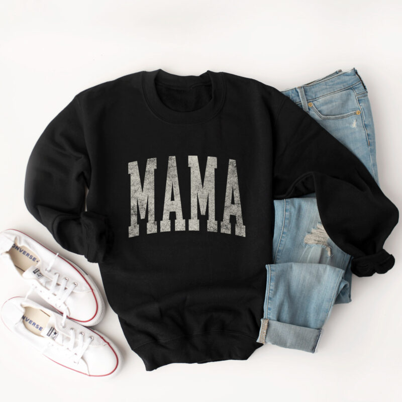 a trendy mama crewneck sweatshirt in black