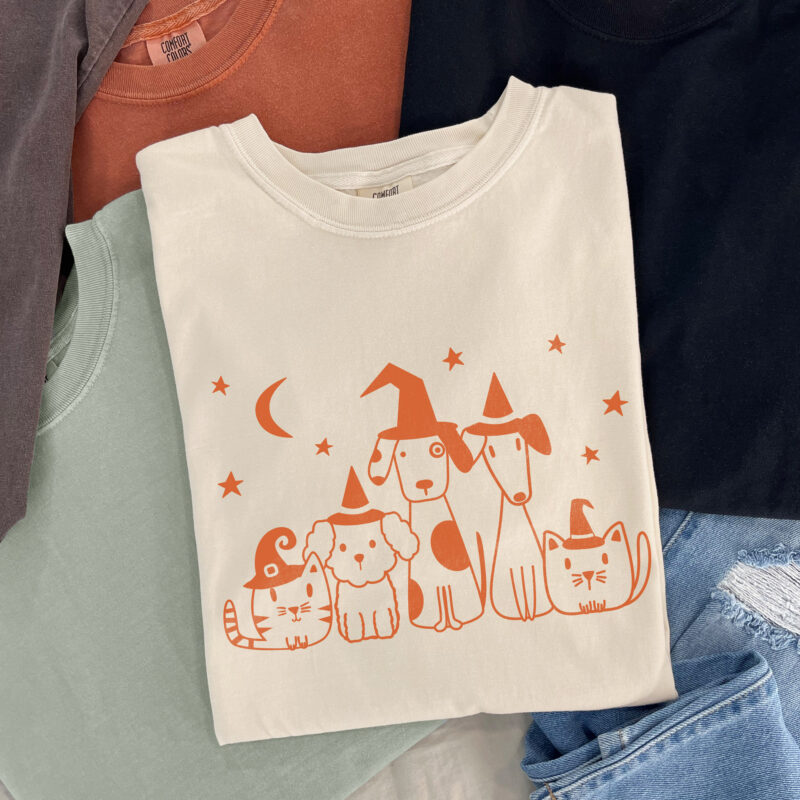 a witch pets comfort colors tee in ivory