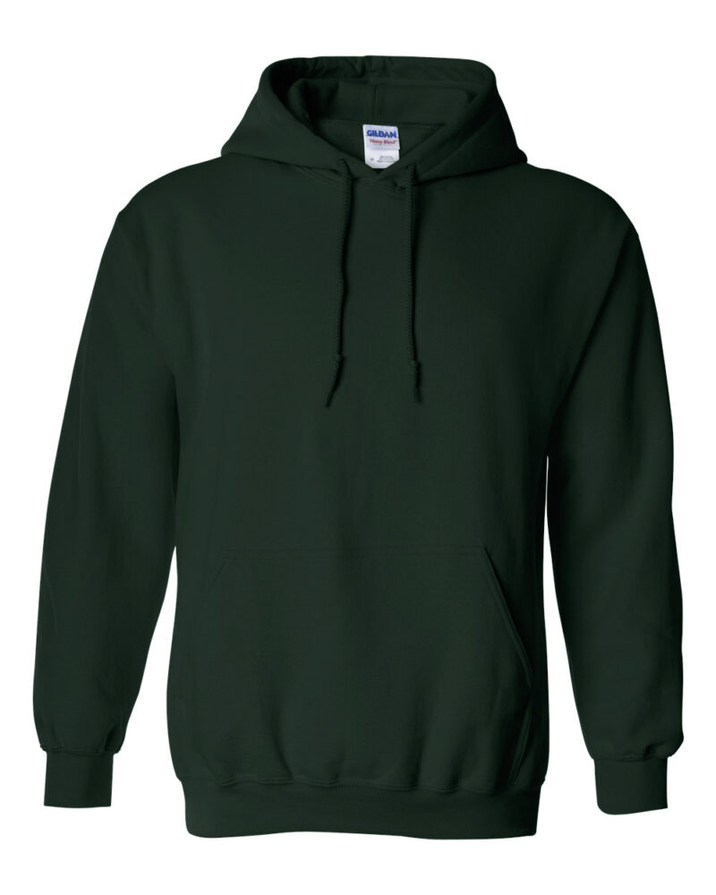 an 18500 Gildan hoodie in Forest Green