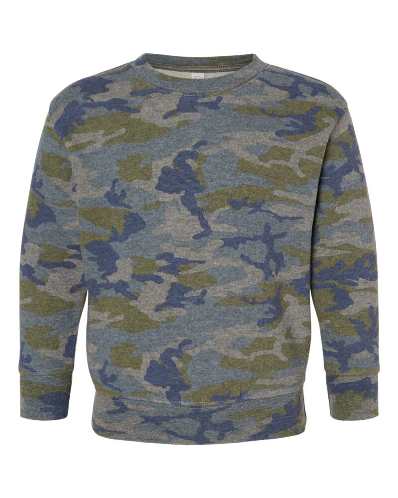 a rabbit skins toddler sweatshirt in vintage camo