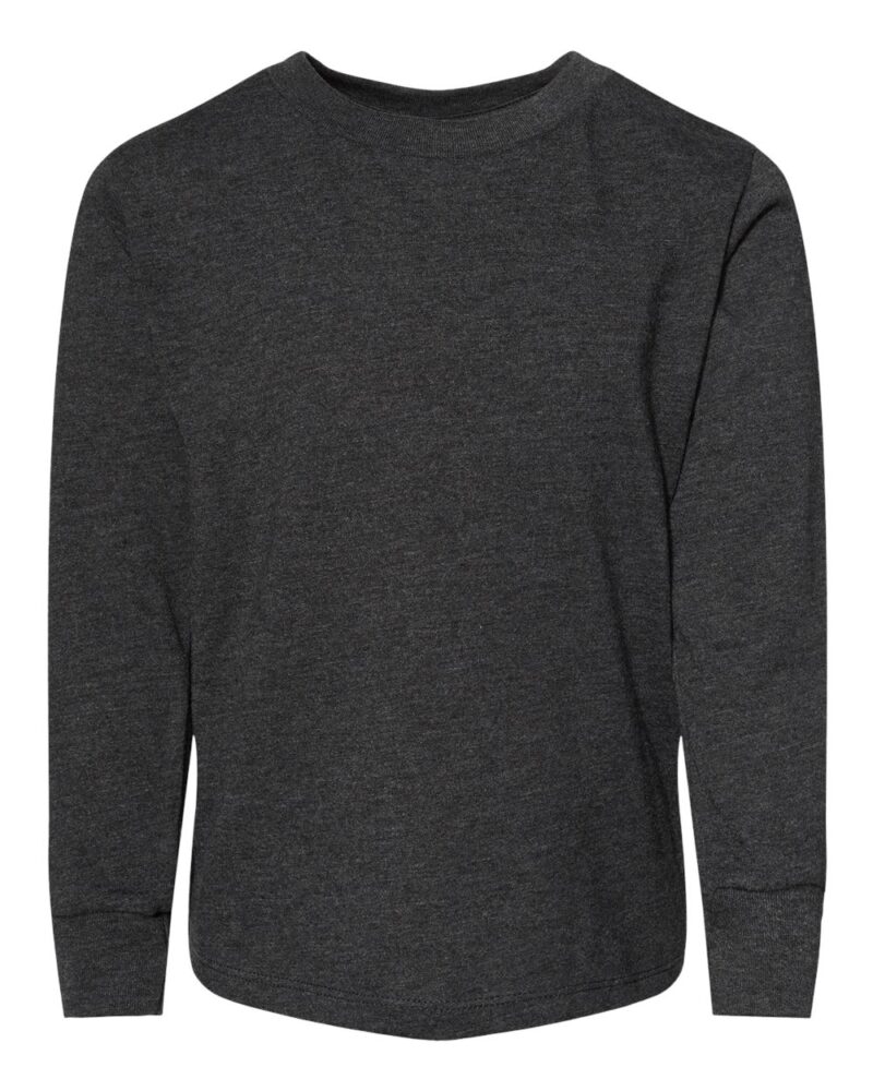 a toddler long sleeve jersey tee in dark grey heather