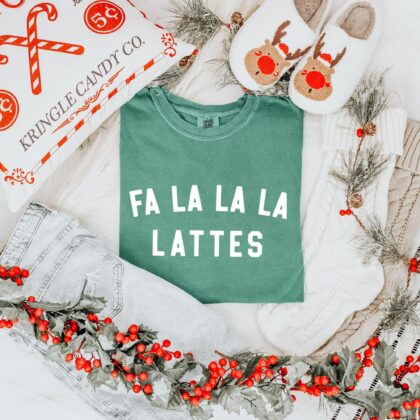 a fa la la la lattes t-shirt in light green