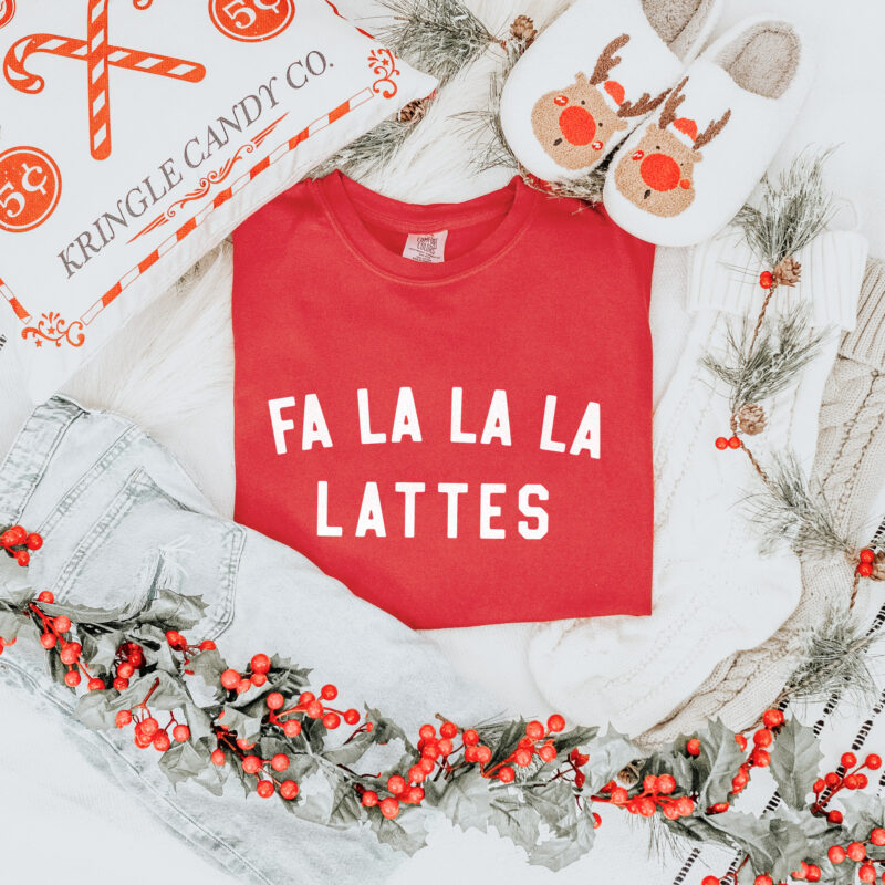 a fa la la la lattes t-shirt in red