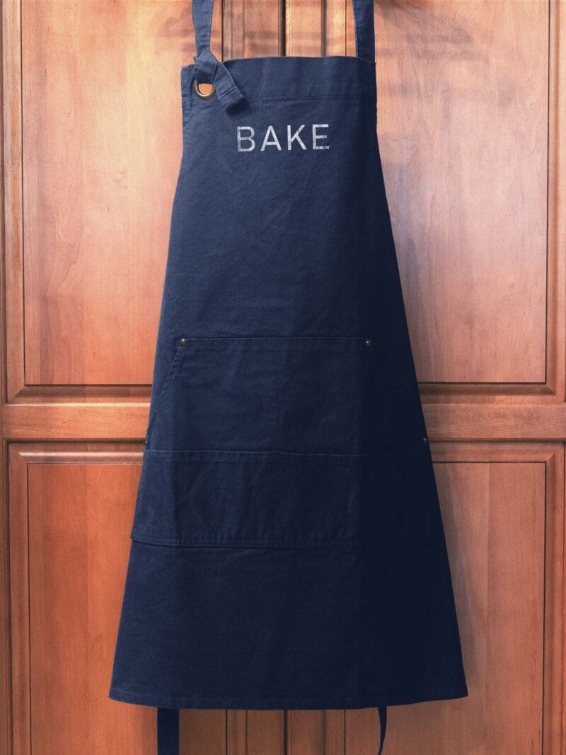 a Heavy Cotton Canvas BAKE Apron in navy