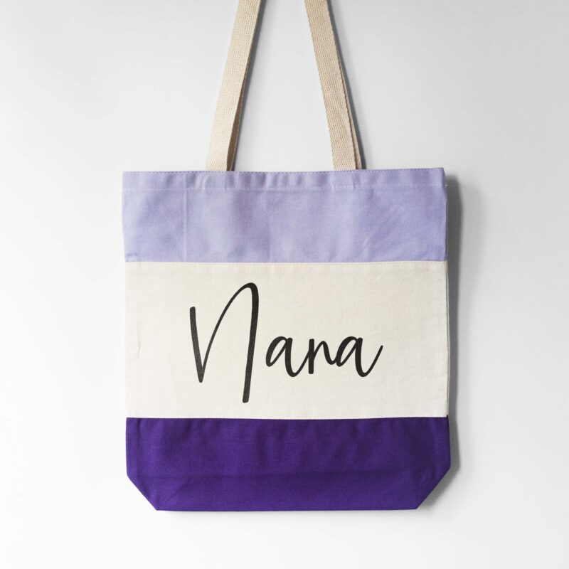 a nana tote bag in purple
