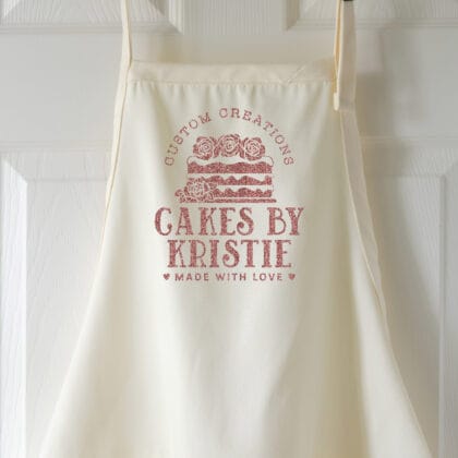 a Personalized Cake Baker Apron in natural