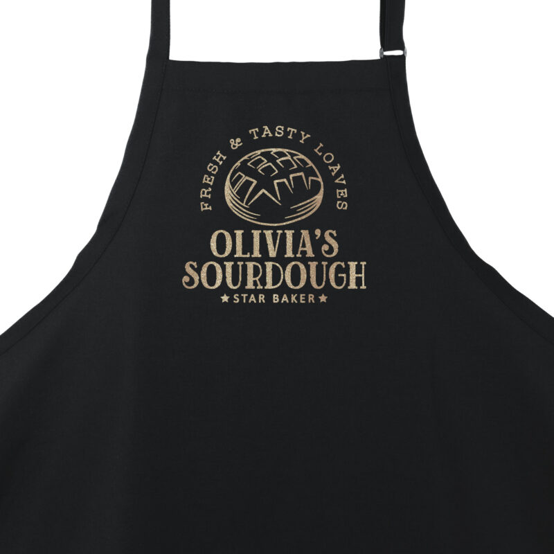 a personalized sourdough bread apron in black