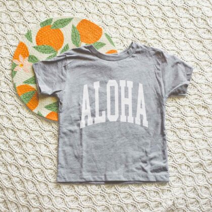 an Aloha Kids T-Shirt in athletic heather