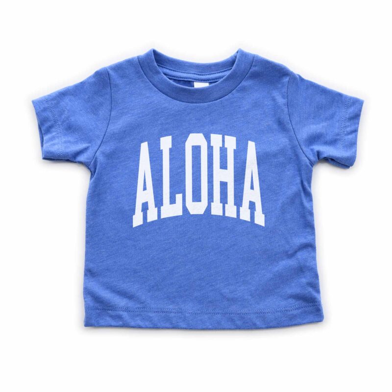an aloha kids tee in heather columbia blue