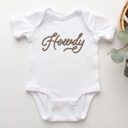 a Howdy Baby Rib Bodysuit in white