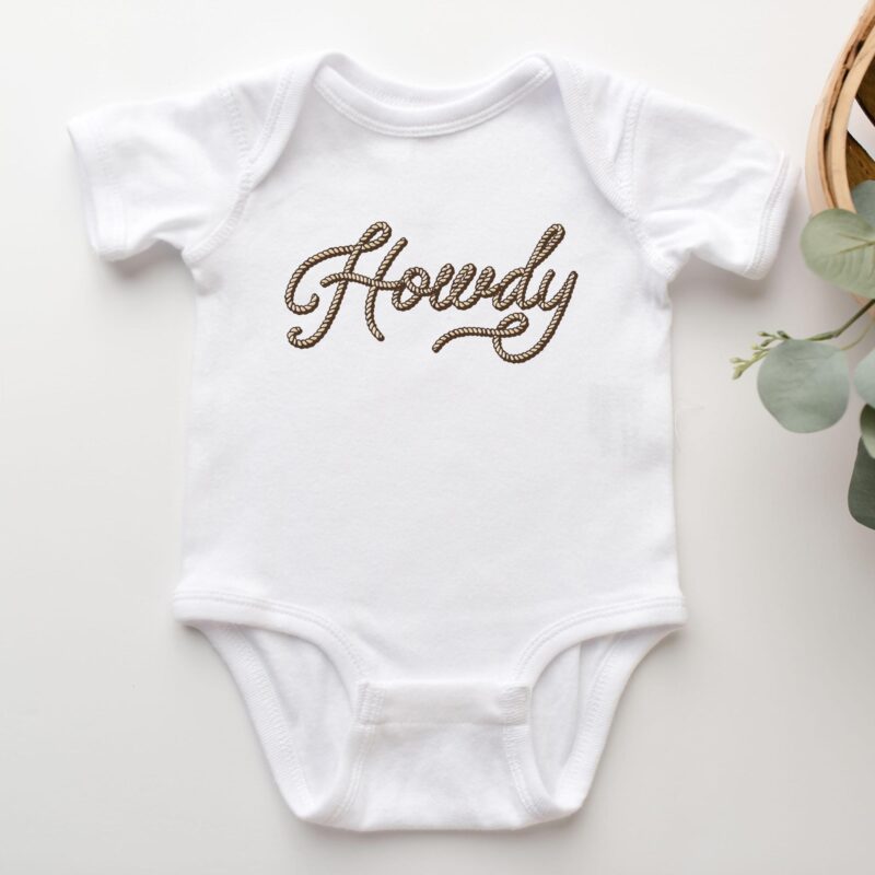 a Howdy Baby Rib Bodysuit in white