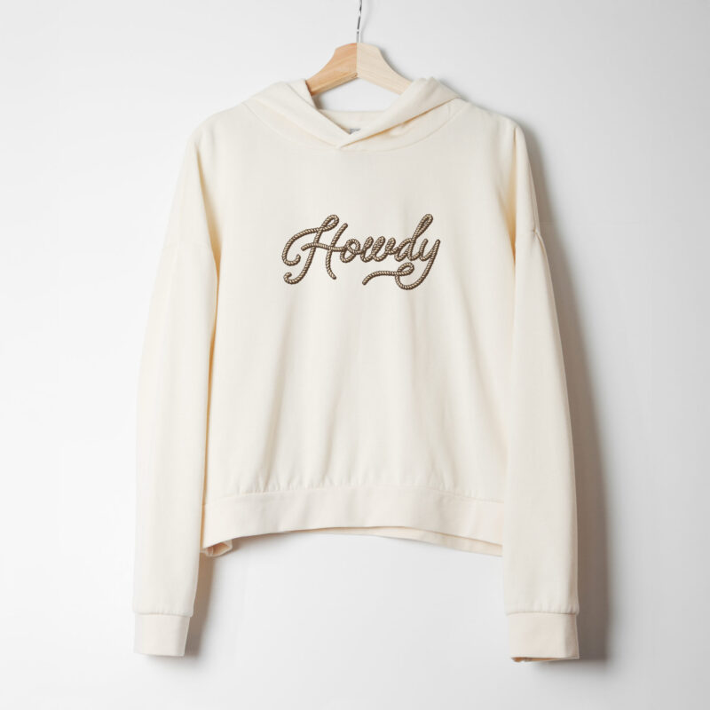 a Howdy Relaxed Boxy Hoodie in bone