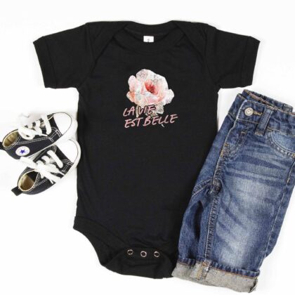 a life is beautiful La Vie Est Belle Baby Bodysuit in black