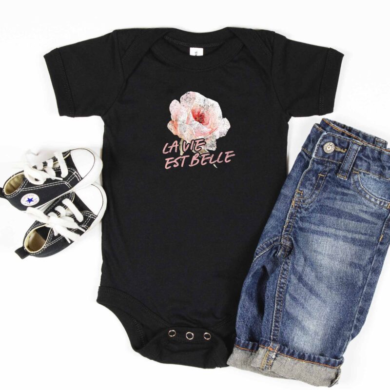 a life is beautiful La Vie Est Belle Baby Bodysuit in black