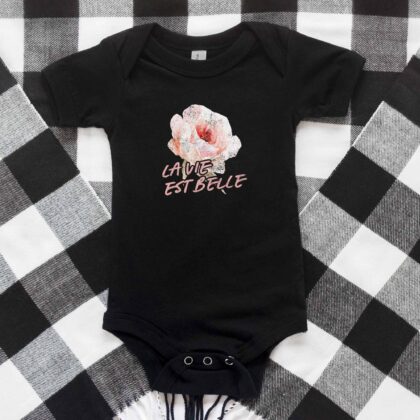 a life is beautiful La Vie Est Belle Baby Bodysuit in black