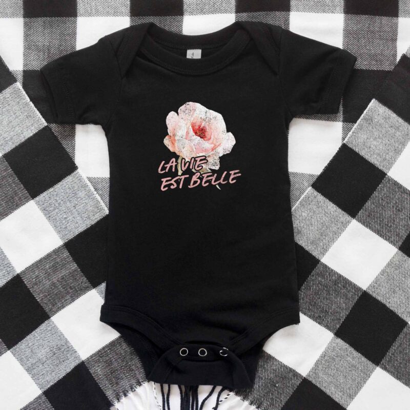 a life is beautiful La Vie Est Belle Baby Bodysuit in black
