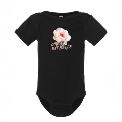 a life is beautiful La Vie Est Belle Baby Rib Bodysuit in black