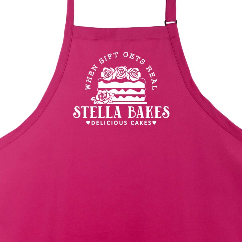 a Personalized Cake Apron in hot pink