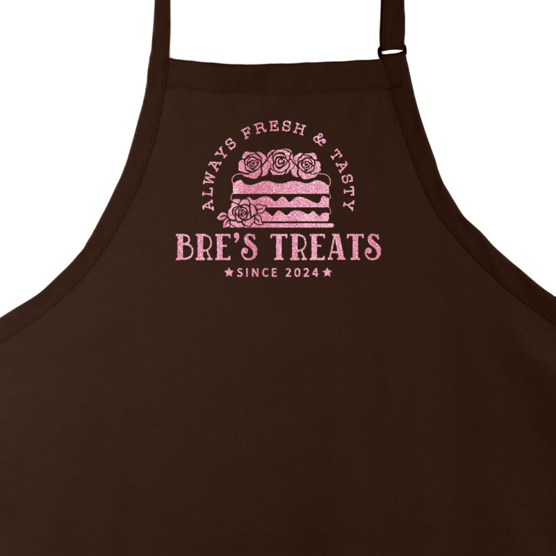 a Personalized Cake Apron in brown