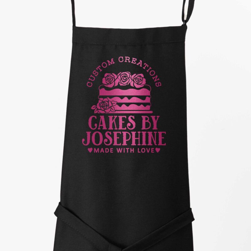 an XL Butcher Personalized Cake Apron in black