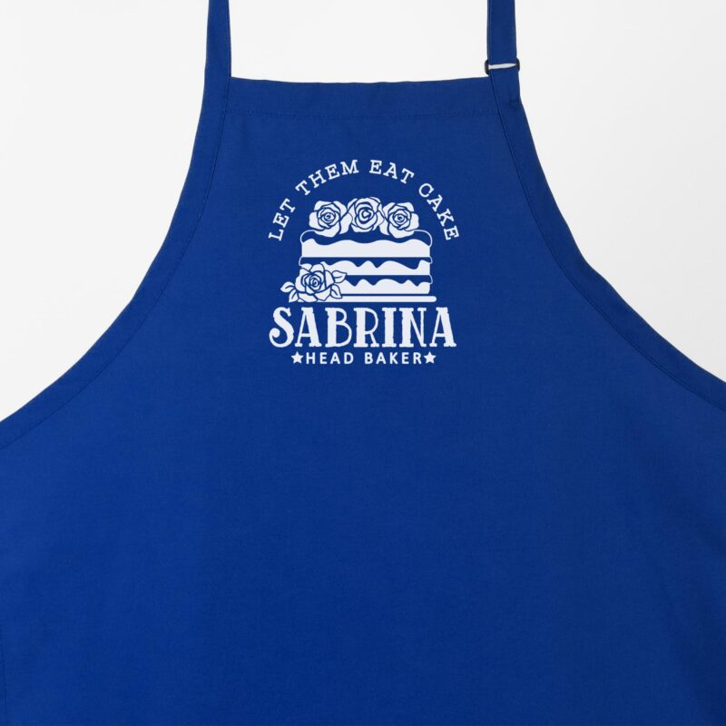a Personalized Cake Apron in royal