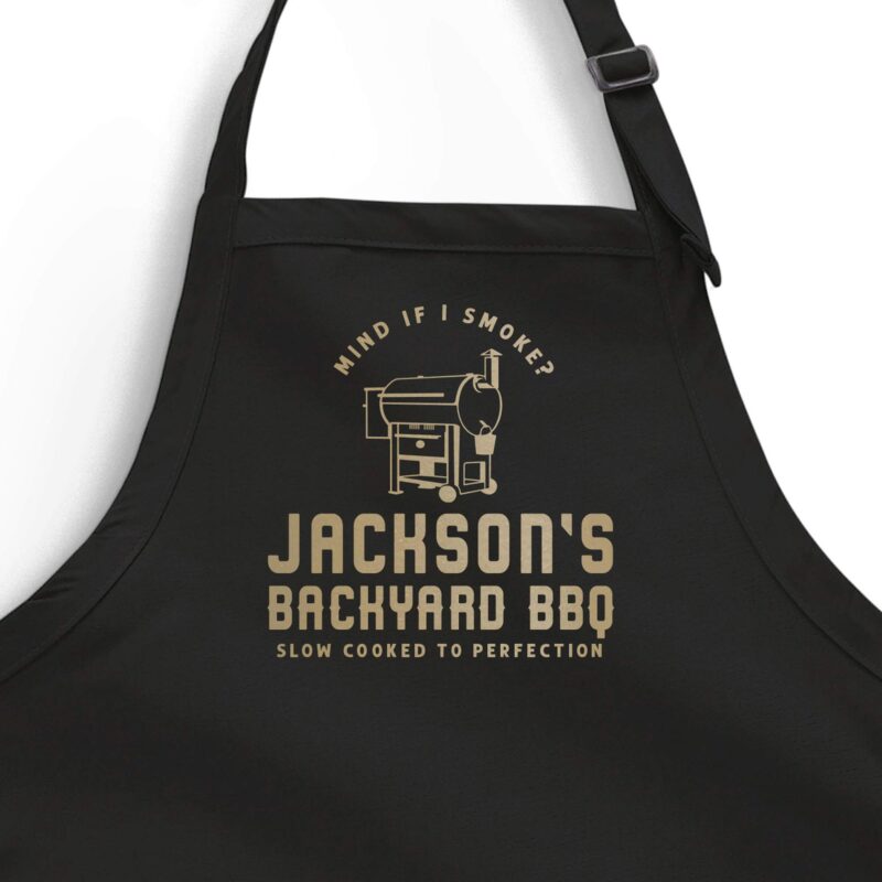 a Personalized Meat Smoker Apron - Pellet Grill in black