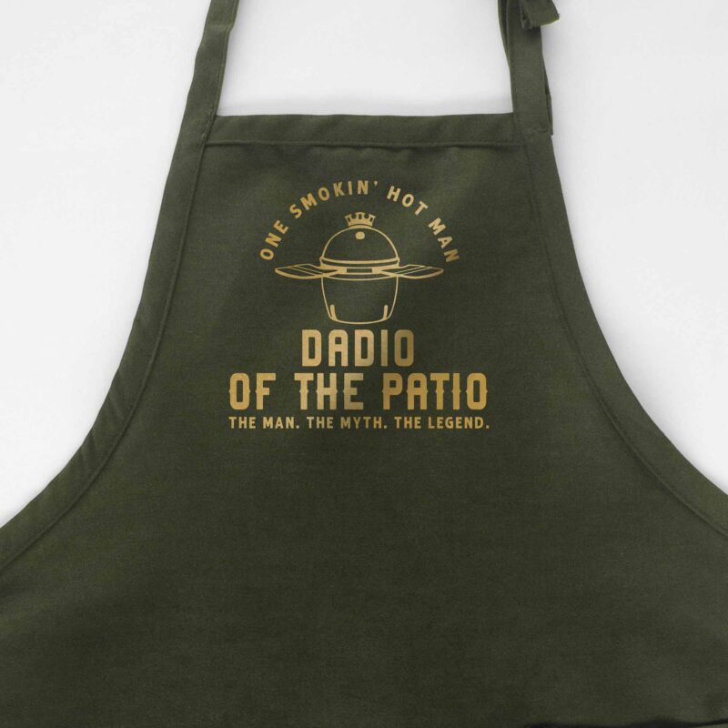 a Personalized Meat Smoker Apron - Charcoal Grill apron in green