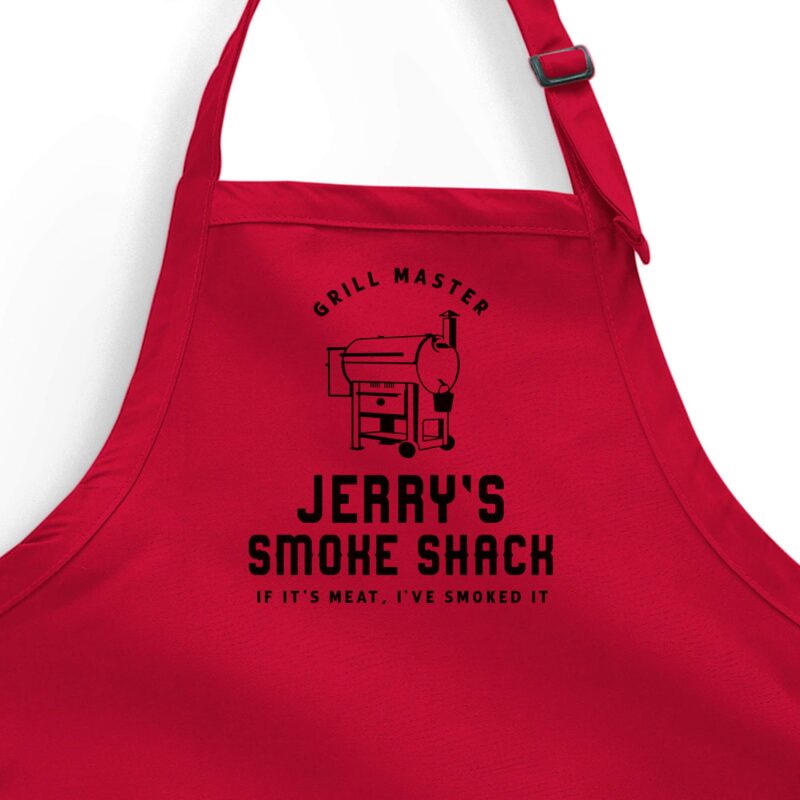 a Personalized Meat Smoker Apron - Pellet Grill in red
