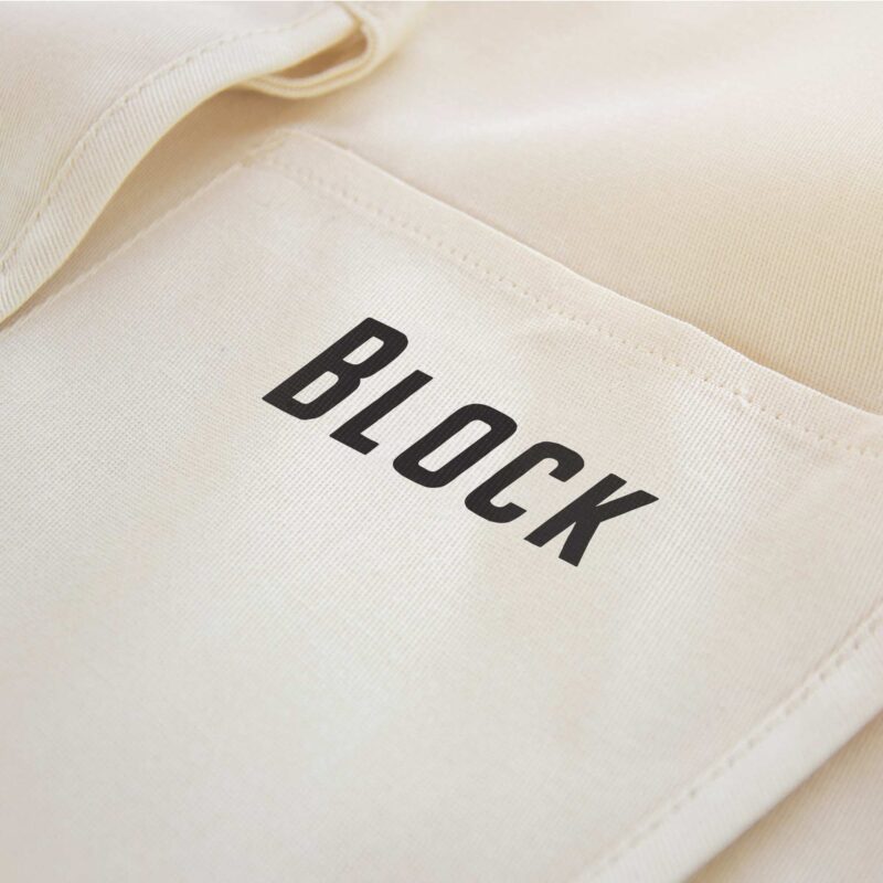 a hubby wifey apron pocket, personalized with the all caps font