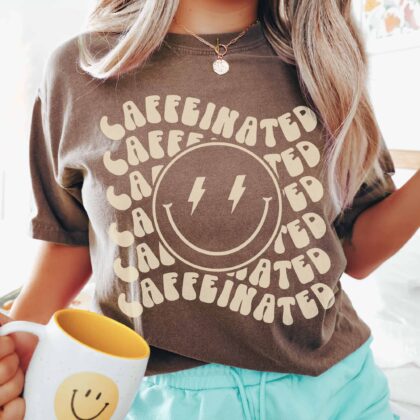 a Retro Caffeinated Heavyweight Tee in espresso