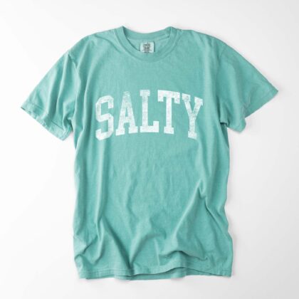 a Salty Garment Dyed Tee in chalky mint