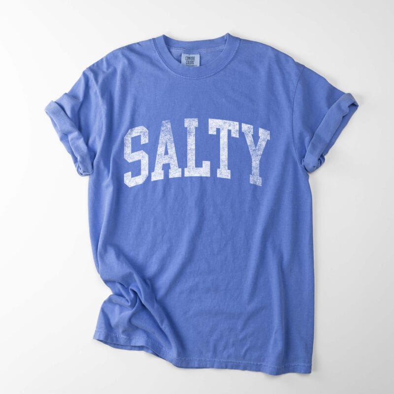 a Salty Garment Dyed Tee in flo blue
