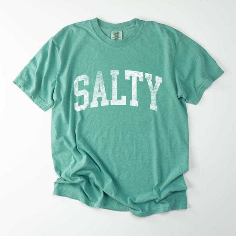 a Salty Garment Dyed Tee in seafoam