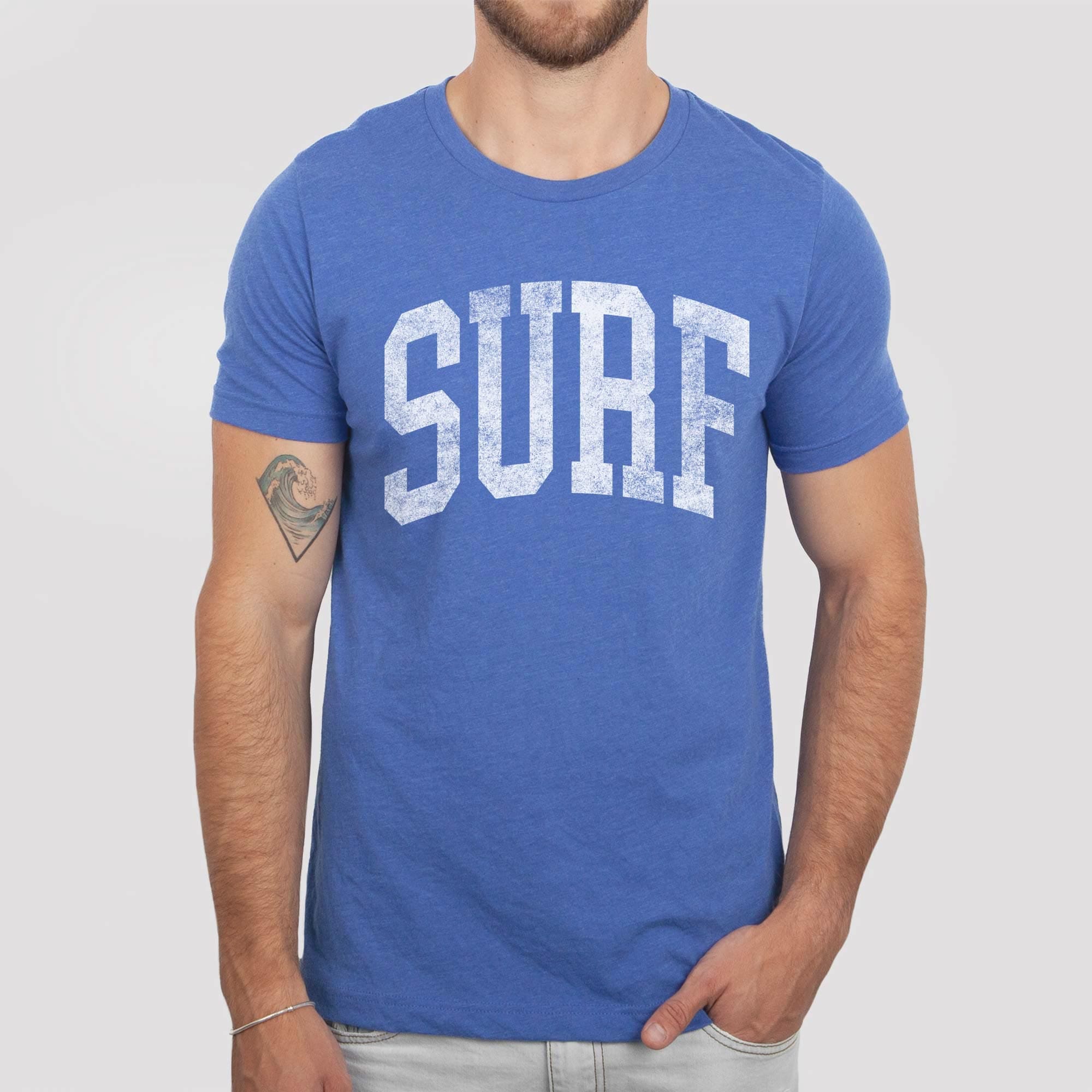 a Surf Lightweight Tee in heather columbia blue