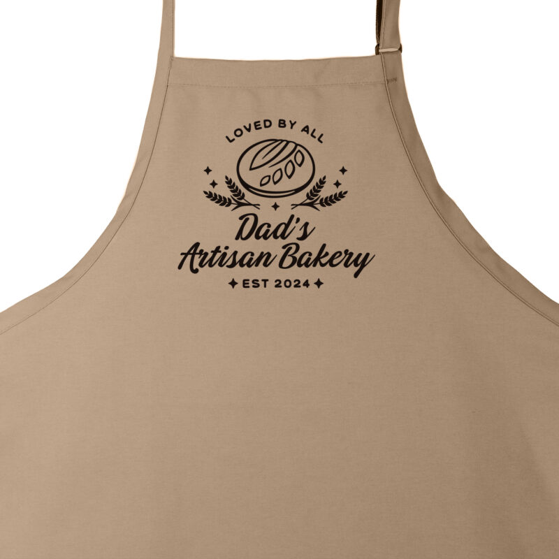 a personalized sourdough bread apron in khaki