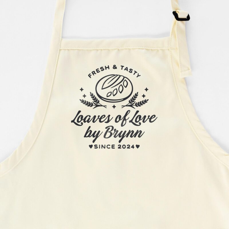 a personalized sourdough bread apron in natural