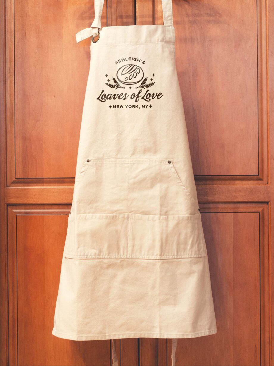 a Personalized Heavy Cotton Canvas Sourdough Apron in natural