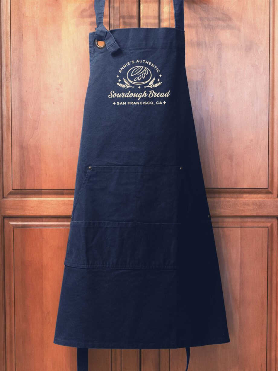 a Personalized Heavy Cotton Canvas Sourdough Apron in navy