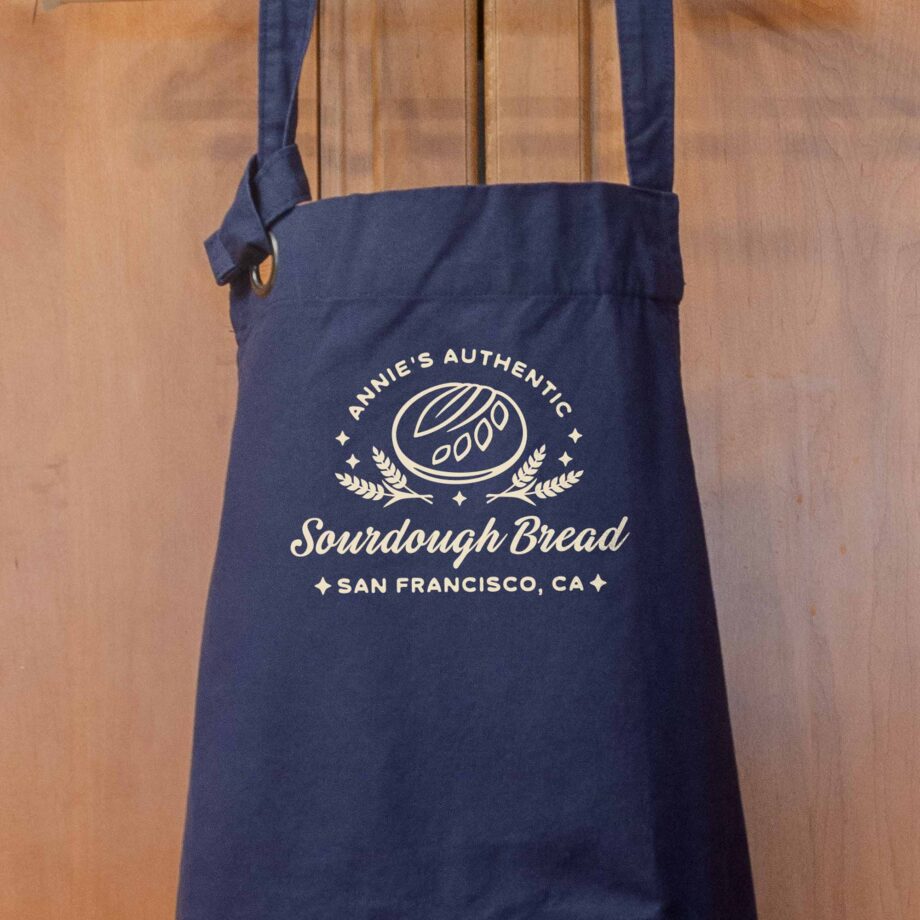 a Personalized Heavy Cotton Canvas Sourdough Apron in navy