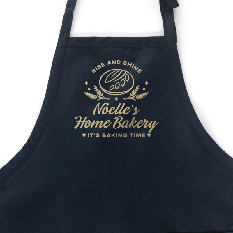 a personalized sourdough bread apron in navy