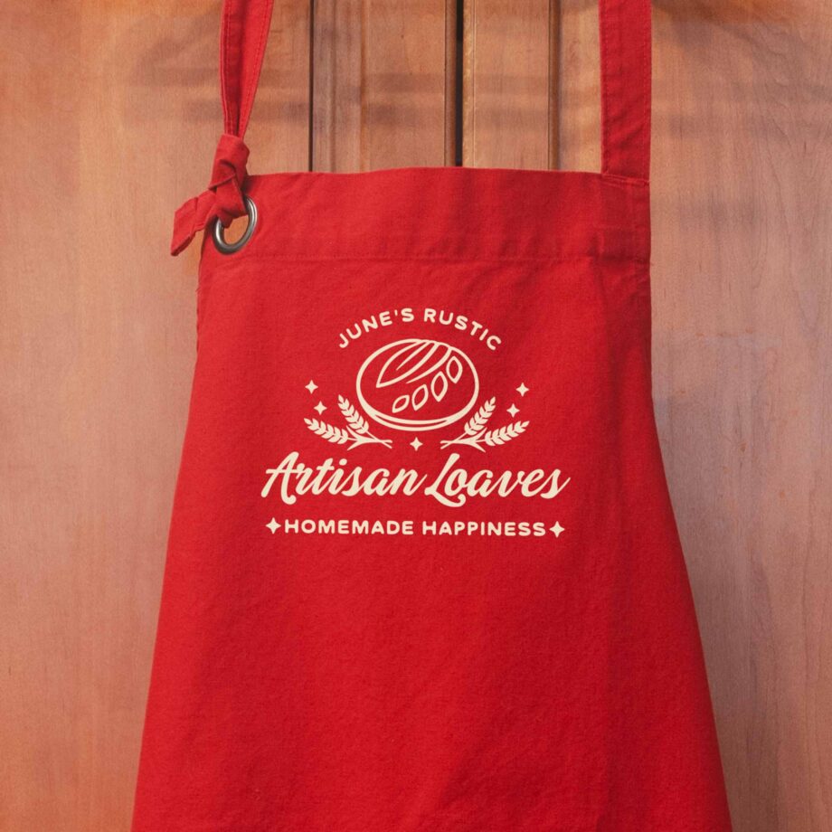 a Personalized Heavy Cotton Canvas Sourdough Apron in red