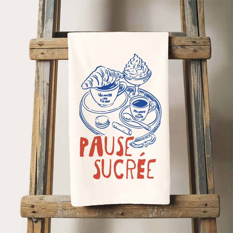 a Pause Sucrée tea towel in natural