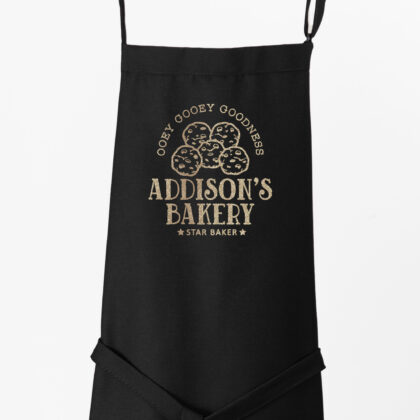 a Premium Personalized Cookie Baking Apron in black
