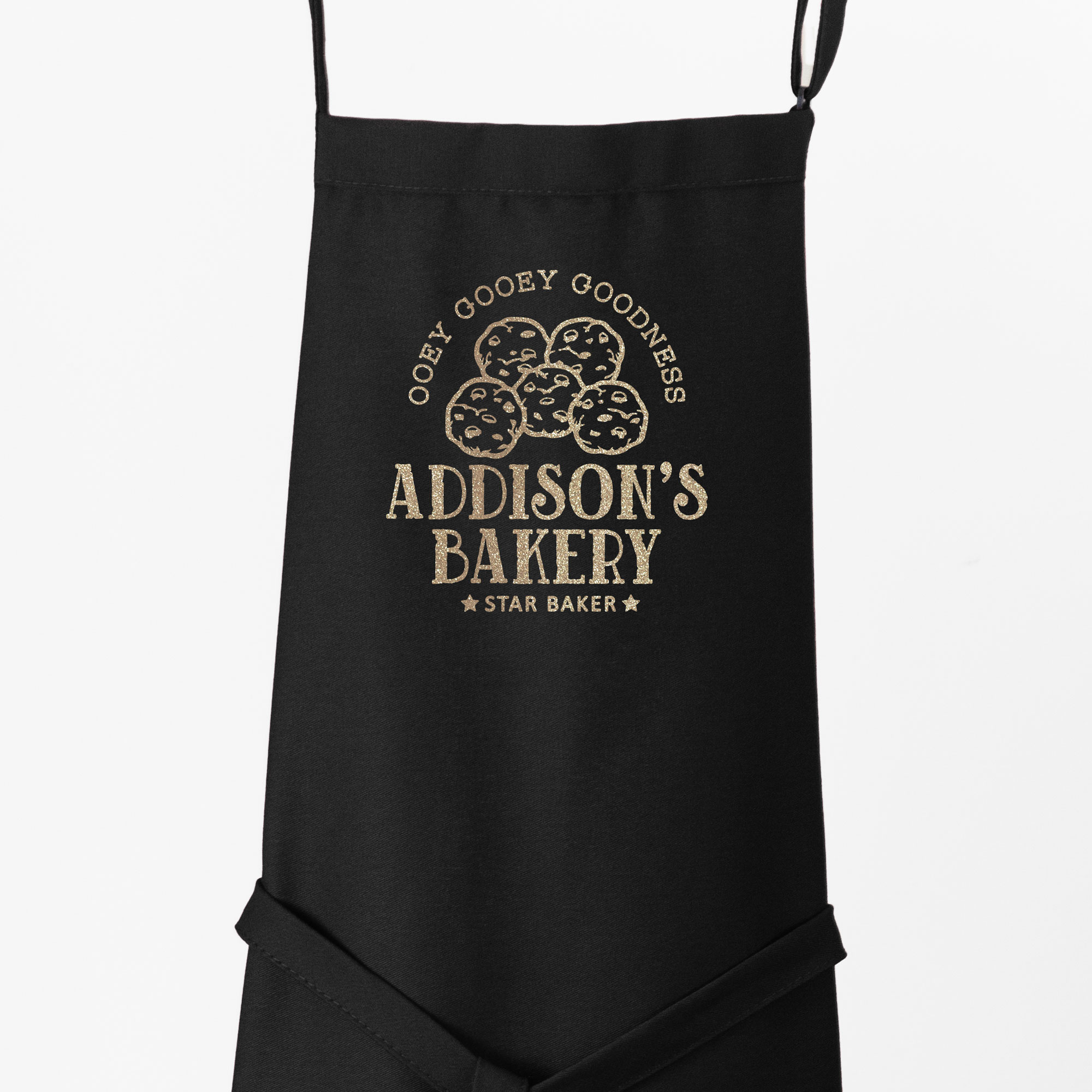 a Premium Personalized Cookie Baking Apron in black