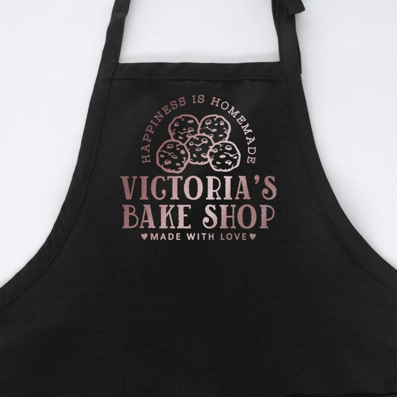 a personalized cooking baking apron in black