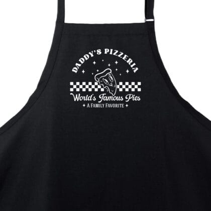 a Premium Personalized Retro Pizza Apron in black