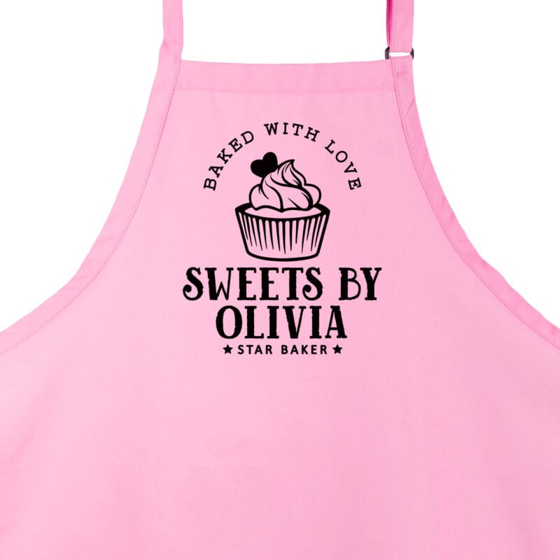 a Personalized-cupcake-baking-apron-in-pink